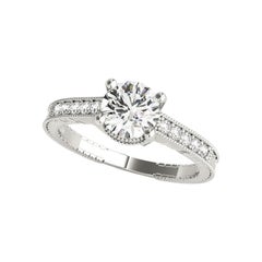 Anillo de diamantes de platino vintage redondo de doble cesta de 0.91 quilates certificado por GIA Anillo de diamantes de platino vintage redondo de doble cesta de 0.91 quilates certificado por GIA