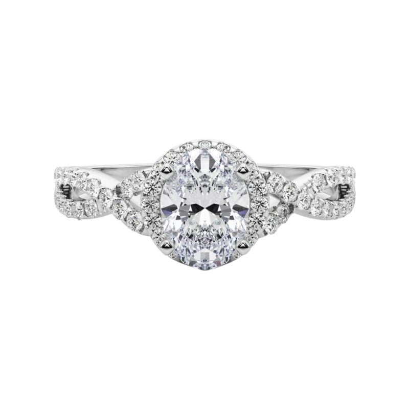 Anello con diamante solitario ovale a raggiera Infinity da 0.91 carati certificato GIA