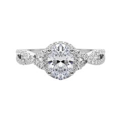 Anello con diamante solitario ovale a raggiera Infinity da 0.91 carati certificato GIA
