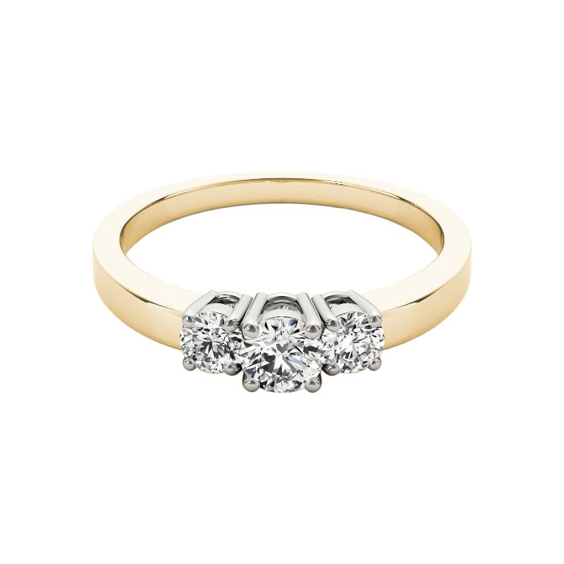 GIA Certified 0.91 Carat Three-Stone Round Brilliant Diamond Ring