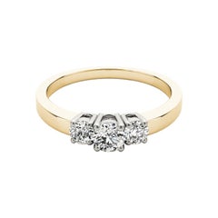 GIA Certified 0.91 Carat Three-Stone Round Brilliant Diamond Ring