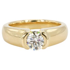 Anello solitario con diamante rotondo brillante da 0,91 carati certificato GIA, in oro giallo 18 carati