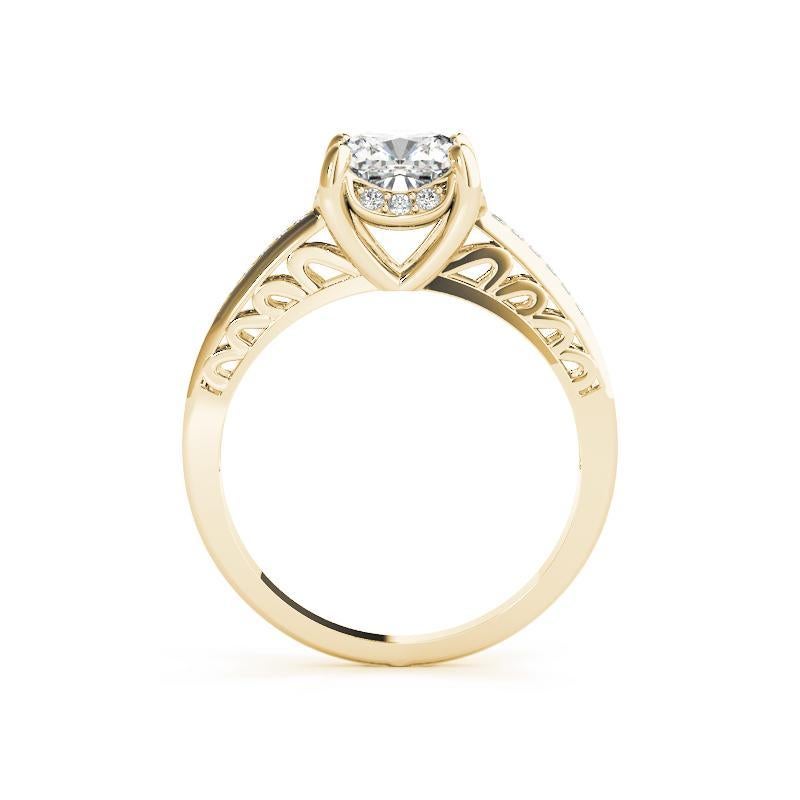 Taglio cuscino GIA Certified 0.91ct Cuscino Nascosto Halo Scroll Cattedrale Anello di Diamante in vendita
