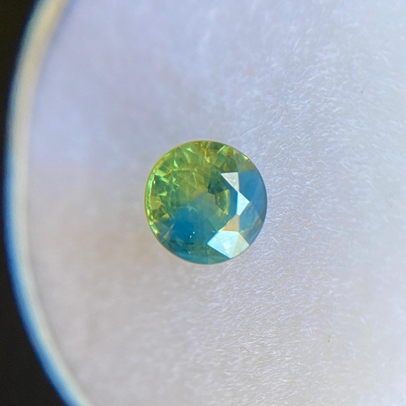 GIA Certified 0.91ct Parti Bi Colour Sapphire Blue Yellow Untreated Round Cut 1