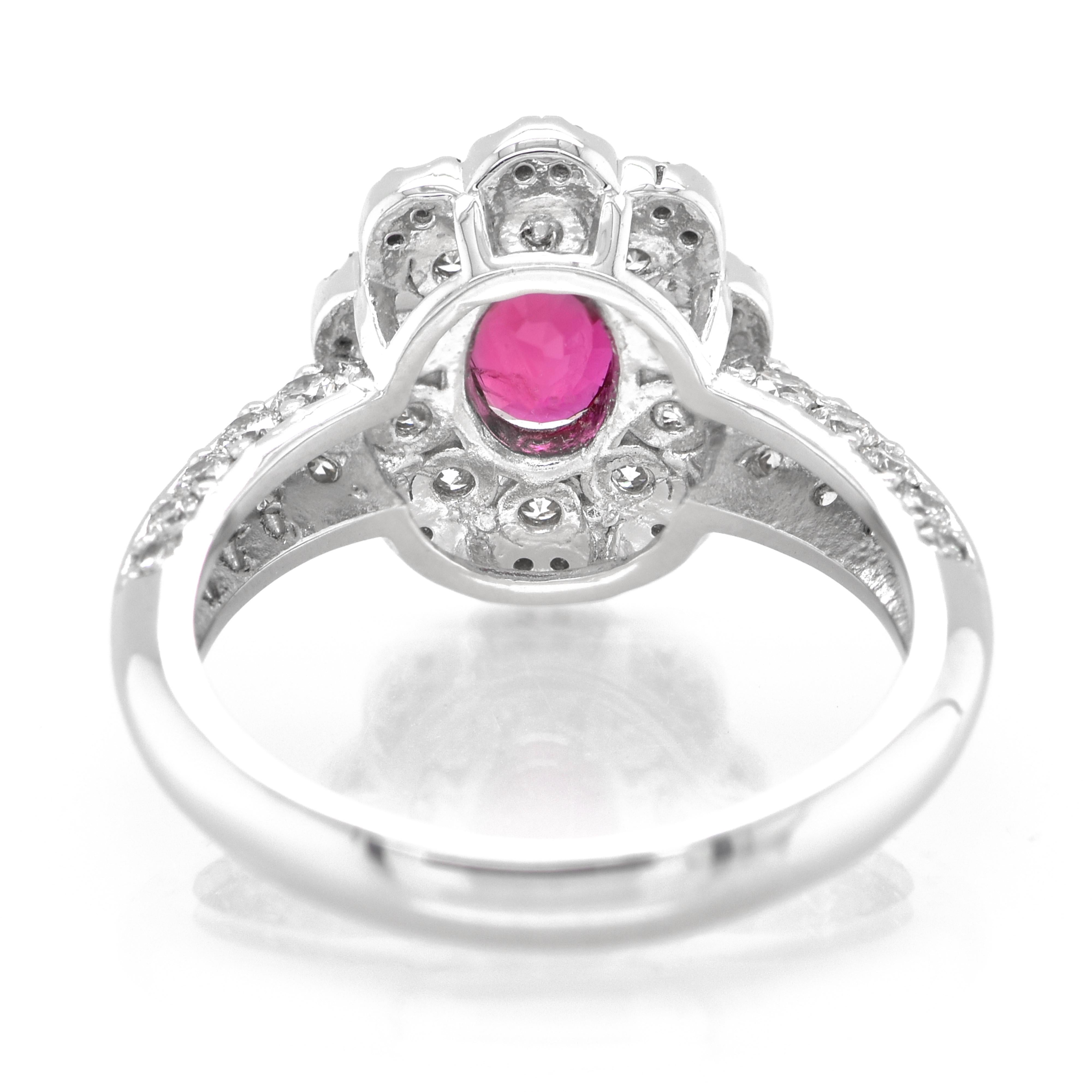 Gia Certified 0.92 Carat Natural Thai 'Siam' Ruby Ring Set in Platinum In New Condition In Tokyo, JP
