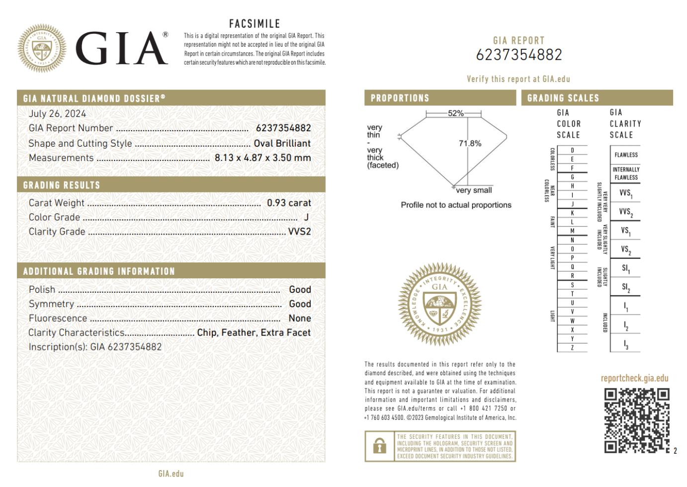 GIA-zertifizierter 0,93 Karat J VVS2 Ovaler natürlicher Diamant-Verlobungsring Weißgold für Damen oder Herren im Angebot