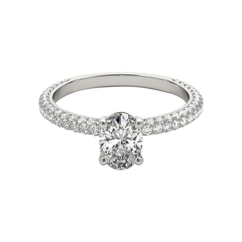 GIA Certificato 0.93 Carati Solitario Ovale Pave  Anello con diamante