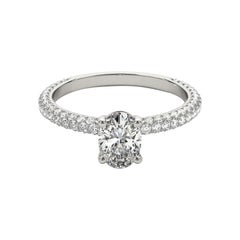 GIA Certificato 0.93 Carati Solitario Ovale Pave  Anello con diamante