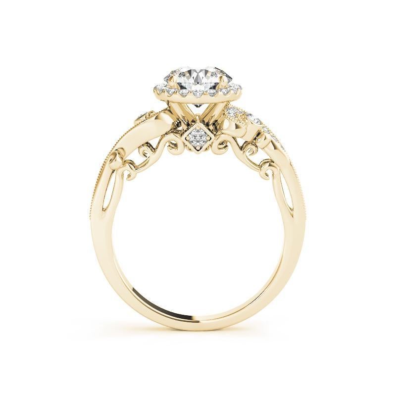 GIA Certified 0.93 Carat Round Halo Multi-Stone Curved Diamond Ring In condizioni Nuovo in vendita a New York, NY