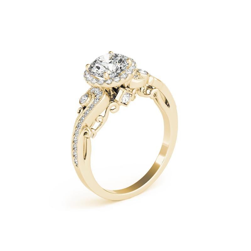 Donna GIA Certified 0.93 Carat Round Halo Multi-Stone Curved Diamond Ring in vendita
