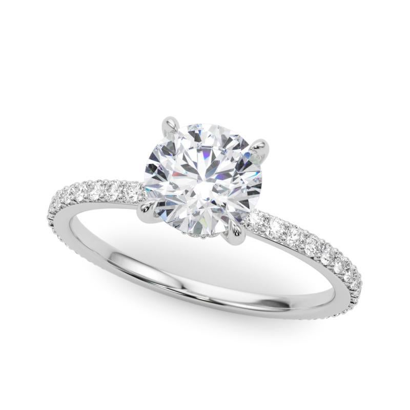 Taglio rotondo GIA Certified 0,93 Carat Round Halo Hidden Pave Band Diamond Ring in vendita