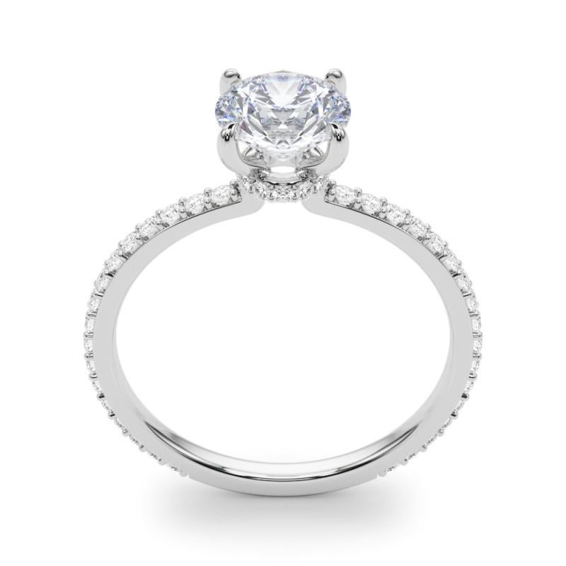 Donna GIA Certified 0,93 Carat Round Halo Hidden Pave Band Diamond Ring in vendita