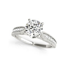 Bague en platine avec diamant certifié GIA de 0,93 ct en forme de halo de tulipe ronde gravé en treillis