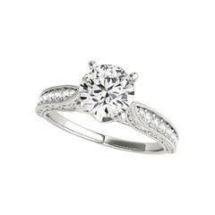 GIA zertifiziert 0,93ct Runde Tulip Halo graviert Trellis Platinum Diamond Ring