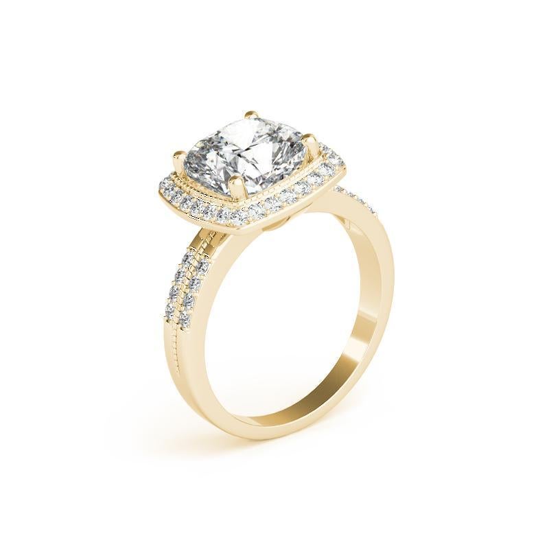Donna GIA Certified 0.94 Carat Raised Square Cushion Halo Yellow Gold Ring in vendita
