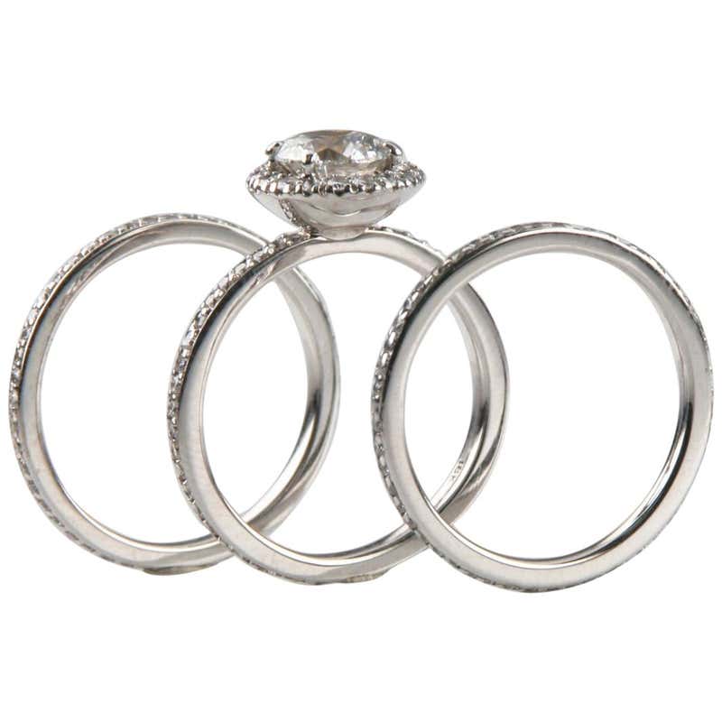 18ct white gold diamond bridal 2 ring set 1.00 ct Clearance