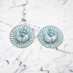 GIA Certified 0.94 Carat Round Diamond Stud Floral Rim Design Earrings