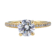 GIA Certified 0.94 Carat Round Diamond Yellow Gold Solitaire Engagement Ring