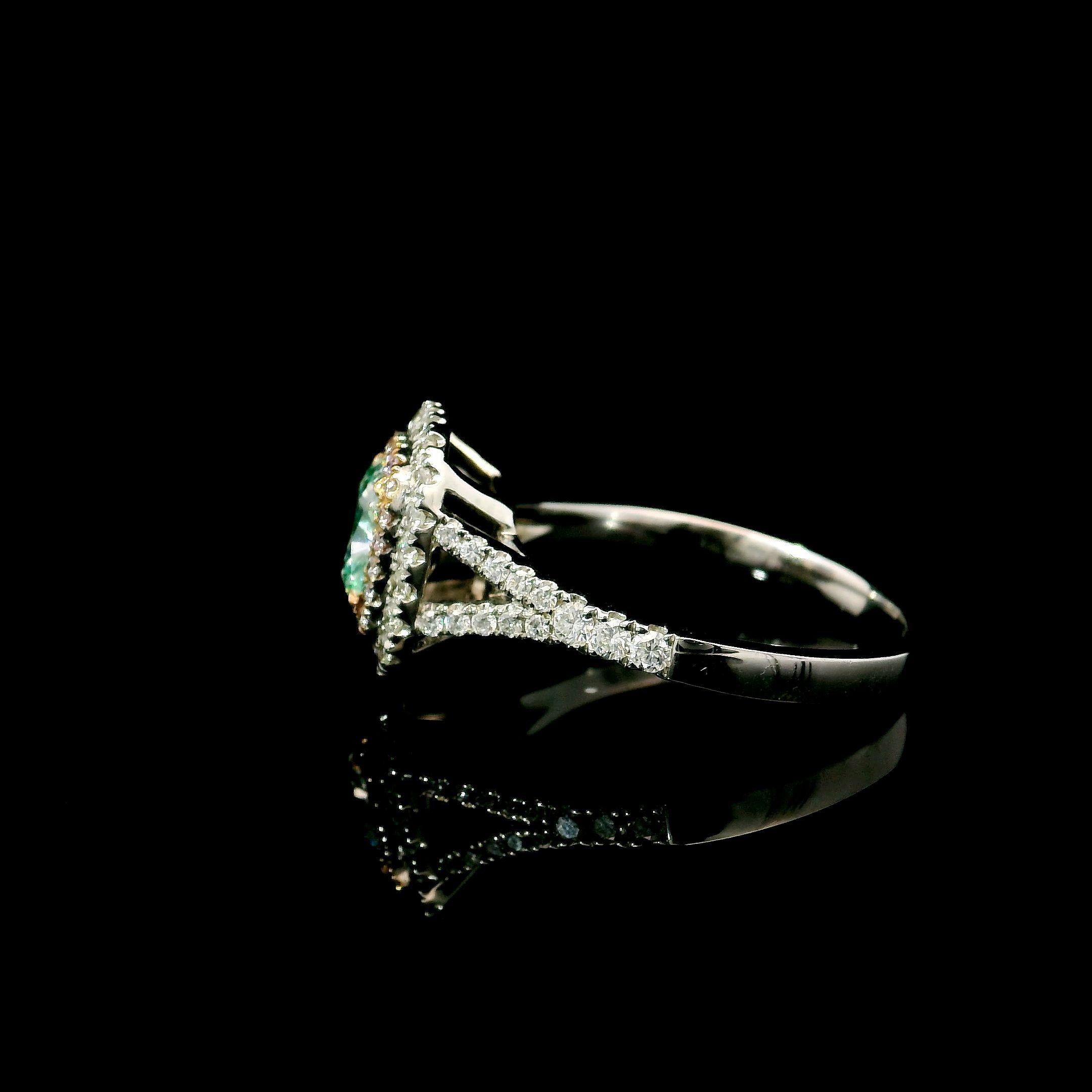 GIA Certified 0.94 Carat Very Light Yellow Green SI1 Clarity Diamond Ring 1
