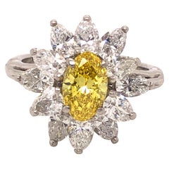 Tiffany & Co. GIA Certified 0.95 Carat Fancy Vivid Yellow Diamond Ring 2.75 Tcw.