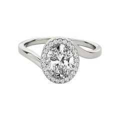 GIA-zertifiziert 0.95 Karat Oval Halo Curved Bypass  Diamantring