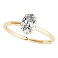 GIA Certified 0.95 Carat Oval Hidden Halo Slim Band Yellow Gold Diamond Ring
