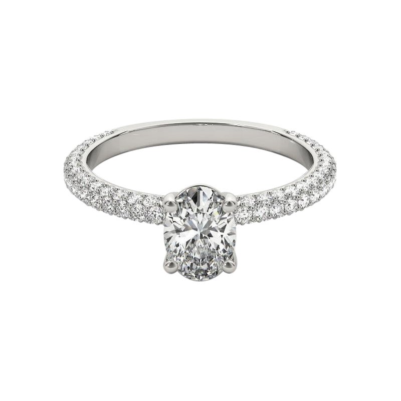 Solitario ovalado con pavé certificado por GIA de 0,95 quilates  Anillo de diamantes
