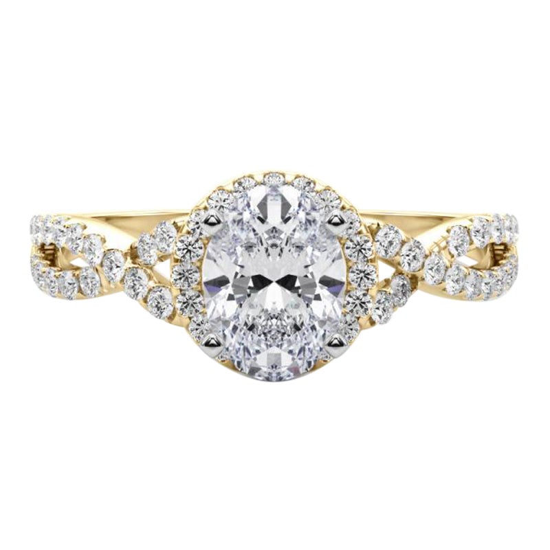 GIA Certified 0.95 Carat Solitaire Oval Halo Infinity Diamond Ring