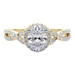 GIA Certified 0.95 Carat Solitaire Oval Halo Infinity Diamond Ring