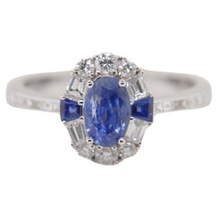 GIA Certified 0.95 ct Kashmir Sapphire and Diamond Daily Wear Ring in White Gold