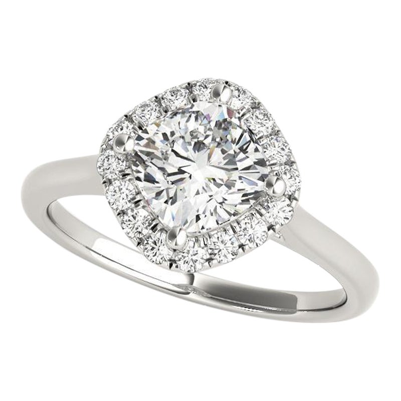 GIA Certified 0.95ct Cuscino Quadrato Halo Filigrana Fiore Anello di Diamanti in vendita