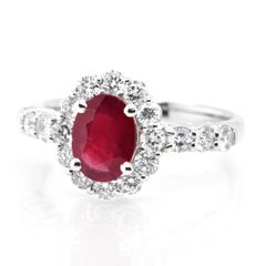 GIA Certified 0.96 Carat Burmese, Pigeon's Blood Color Ruby Ring set in Platinum