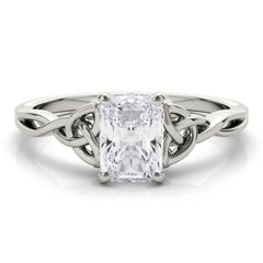 Bague diamant certifié GIA 0.96 carat Celtic Knot Radiant Solitaire Platinum