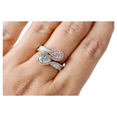 GIA Certified 0.96 Carat Faint Pink & W-X Colour Diamond Cocktail Ring 