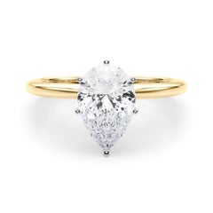 GIA Certified 0.96 Carat Pear Prong Set Solitaire Diamond Ring