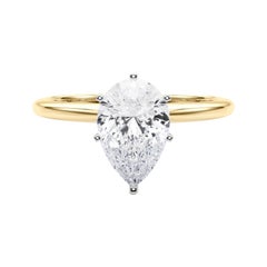 Anello con diamante solitario con incastonatura a pera da 0,96 carati certificato GIA