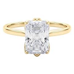GIA Certified 0.96 Carat Radiant Solitaire Tulip Rose Diamond Ring