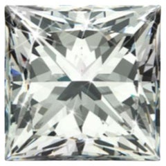 Diamant naturel brillant carré de 0,96 carat de couleur D et de pureté VS2 certifié par le GIA