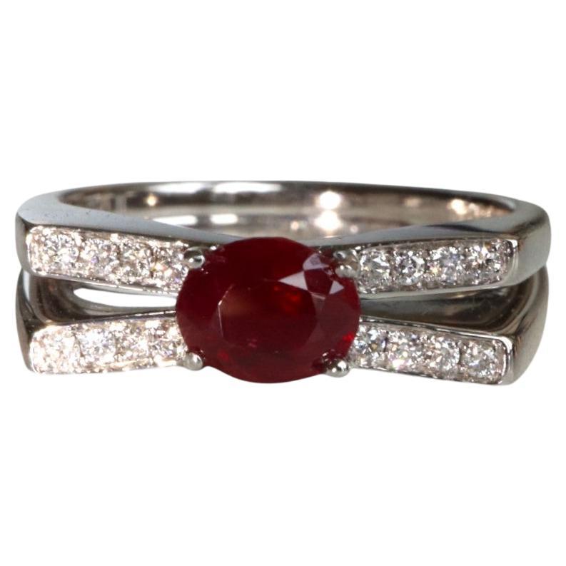 GIA-zertifizierter 0,96 Karat burmesischer unerhitzter Rubinring aus 18 Karat Gold (Ruby Unisex-Ring)