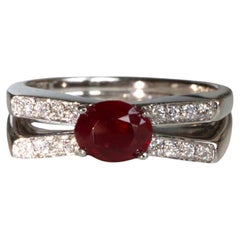 Anillo de oro de 18 quilates con rubí no calentado de Birmania de 0,96 quilates certificado por el GIA (Anillo unisex de rubí)