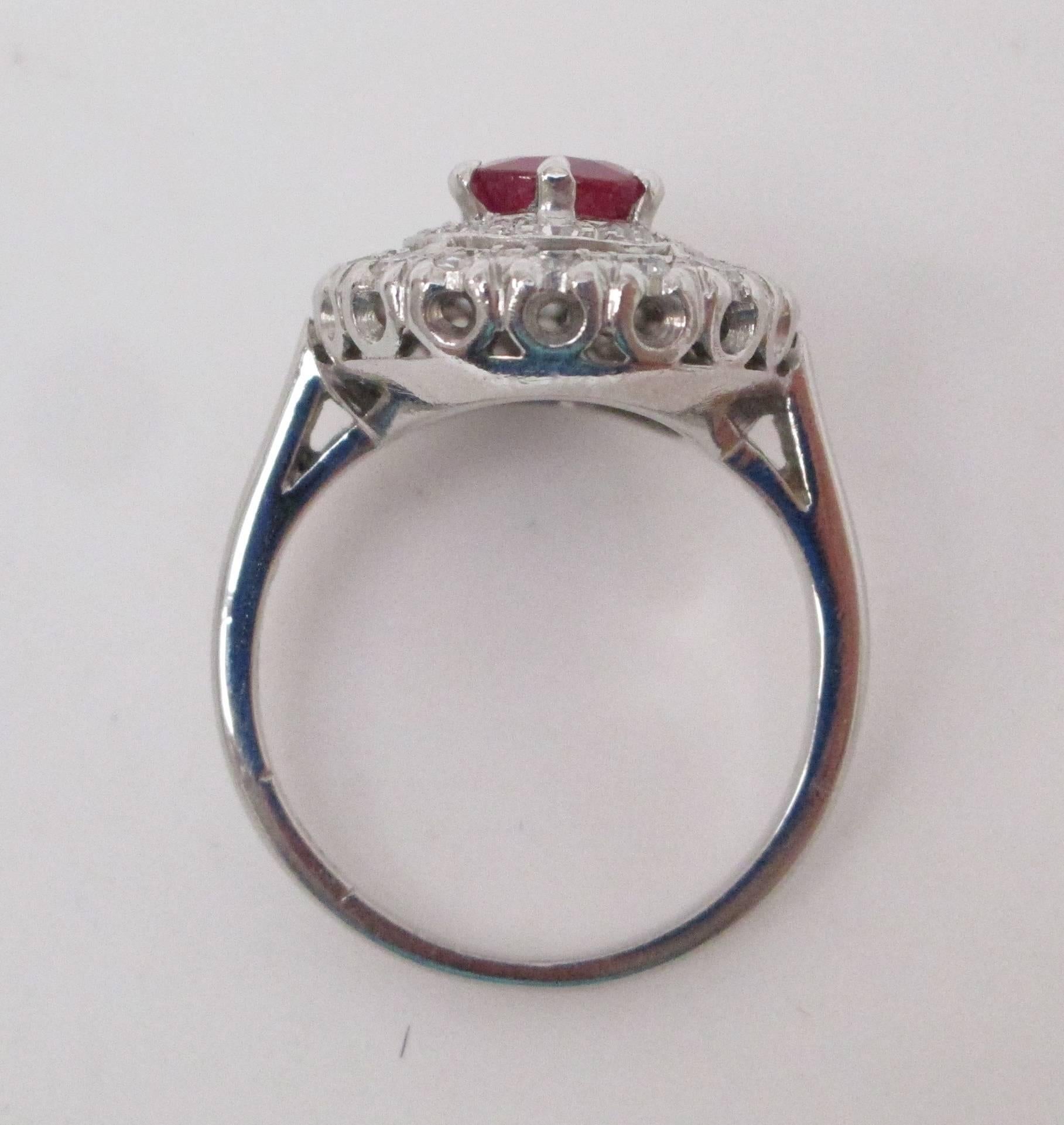 GIA Certified 0.97 Carat Burma Ruby Diamond Platinum Ring 1