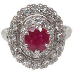 GIA Certified 0.97 Carat Burma Ruby Diamond Platinum Ring GIA Certified 0.97 Carat Burma Ruby Diamond Platinum Ring