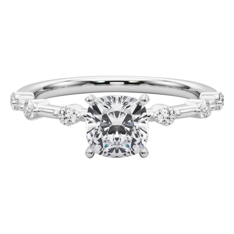 GIA Certified 0.97 Carat Cushion Diamond Bamboo Shank Diamond Ring