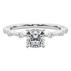 GIA Certified 0.97 Carat Cushion Diamond Bamboo Shank Diamond Ring