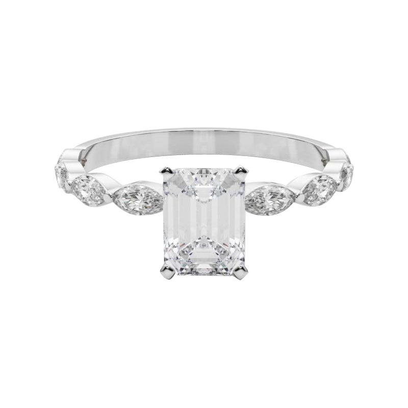 GIA zertifiziert 0.97 Karat Smaragd Diamant Band Solitär Platin Diamant Ring