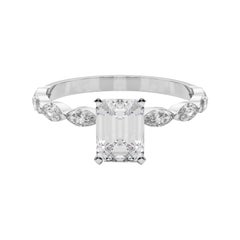 GIA zertifiziert 0.97 Karat Smaragd Diamant Band Solitär Platin Diamant Ring