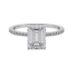 GIA Certified 0.97 Carat Emerald Hidden Halo Pave Band Platinum Diamond Ring