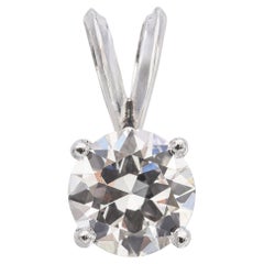 GIA Certified 0.97 Ct K VS1 Diamond 14K White Gold Pendant