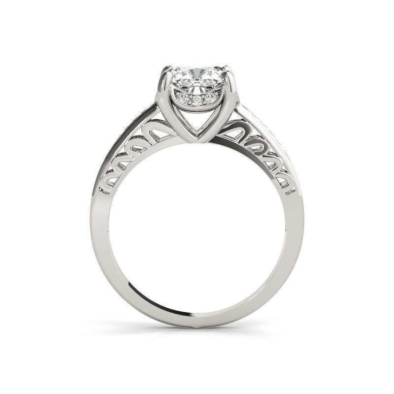 Taglio cuscino GIA Certified 0.97ct Cuscino Nascosto Halo Scroll Cattedrale Anello di Diamante in vendita