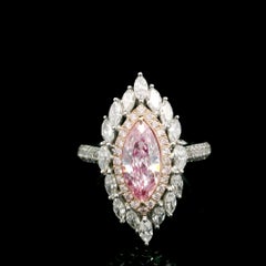 GIA Certified 0.98 Carat Faint Pink SI2 Clarity Diamond Ring